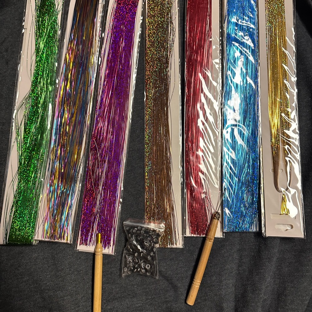 Vibrant Multicolor Hair Tinsel Set for Kids